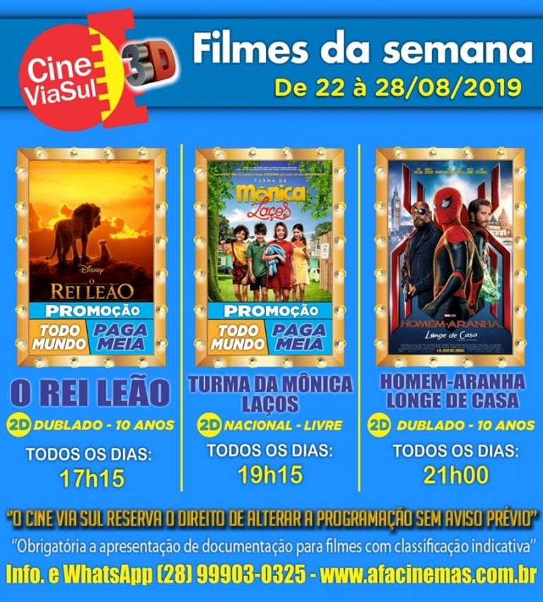 Cine Via Sul Marataízes: Filmes em cartaz