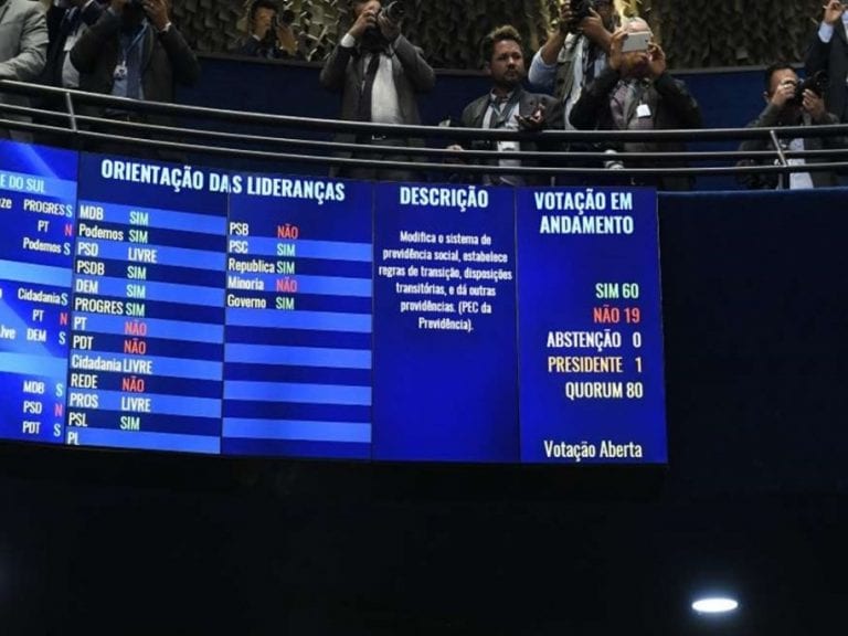 © Roque de Sá/Agência Senado Placar do Senado Federal no 2º turno da votação da reforma da Previdência