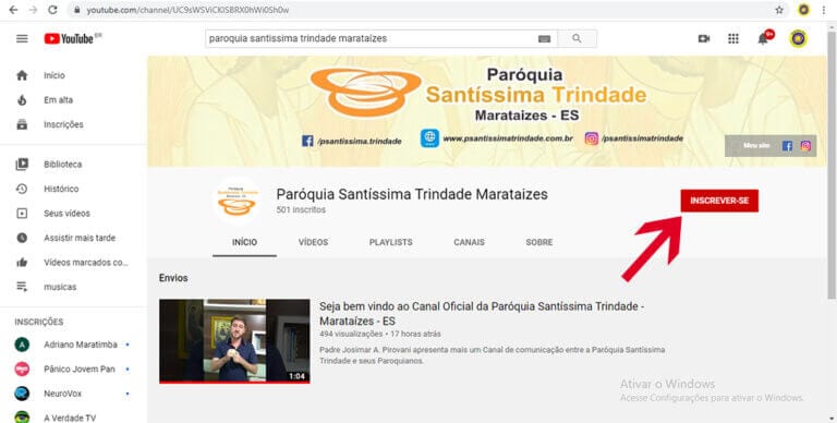 Igreja Católica de Marataízes cria canal no YouTube para transmissões de missas e mensagens online