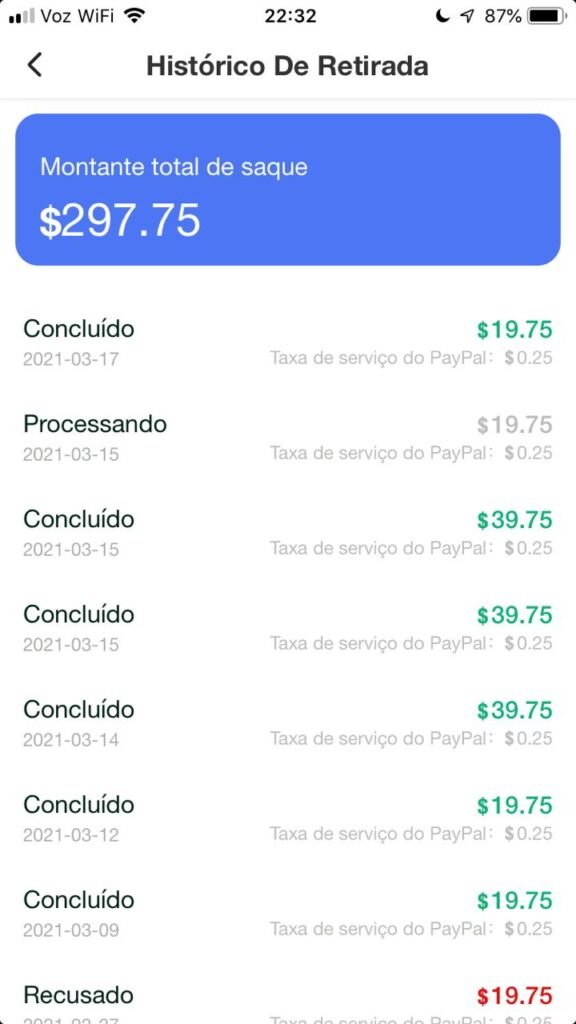Portanto em pouco mais de 3 meses ganhamos mais de R$ 1.600,00 no ClipClaps