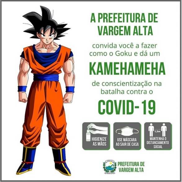 Prefeitura usa o Goku para conscientizar sobre Covid-19