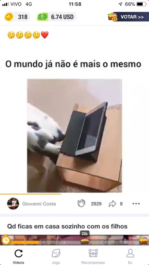 assistindo vídeos no ClipClaps