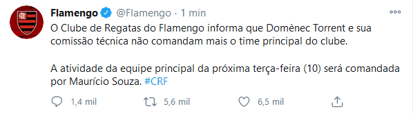 Após goleada, Flamengo decide demitir Domènec Torrent