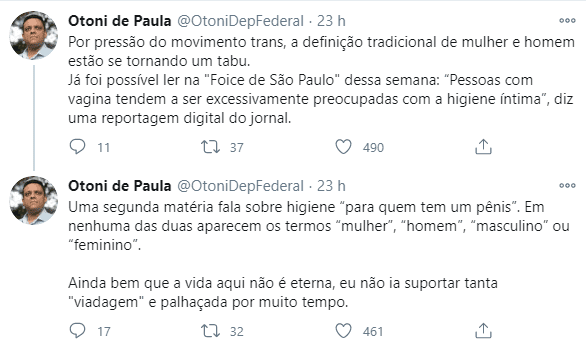 Otoni de Paula critica ideologia de gênero e fala em “palhaçada”