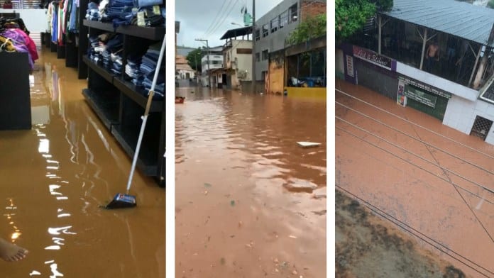 Ruas viram rio e casas e comércios são invadidos pela água em Cachoeiro