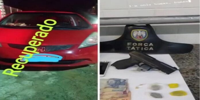 CADEIA NELE: PM recupera veículo roubado e detém suspeito, simulacro e drogas em Anchieta