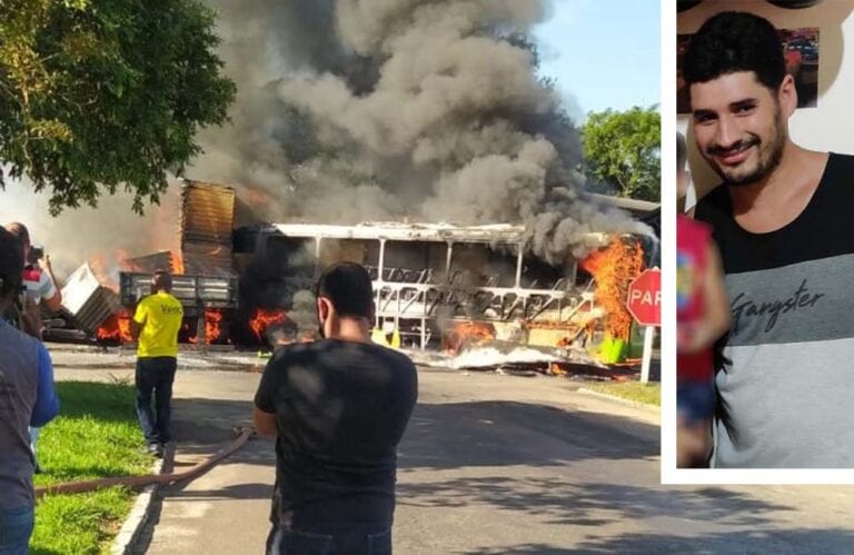 Cidade se mobiliza para ajudar motorista de ônibus que explodiu