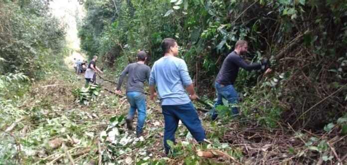 Moradores de Vargem Alta fazem novo mutirão para limpar linha da ferrovia