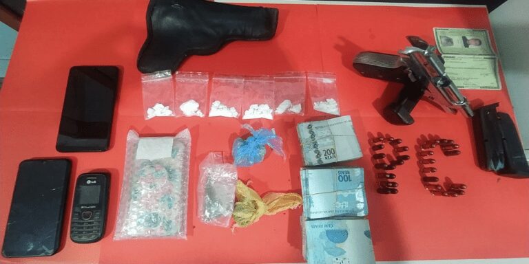 Polícia Civil de Itapemirim prende bandido com dois mandados de prisão em aberto por MG em Itaoca, com  drogas, dinheiro e arma