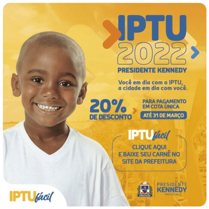 Presidente Kennedy: Carnês do IPTU 2022 já estão disponíveis no site da prefeitura