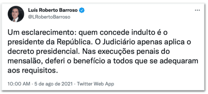 Barroso e Moraes já defenderam indultos presidenciais; assista