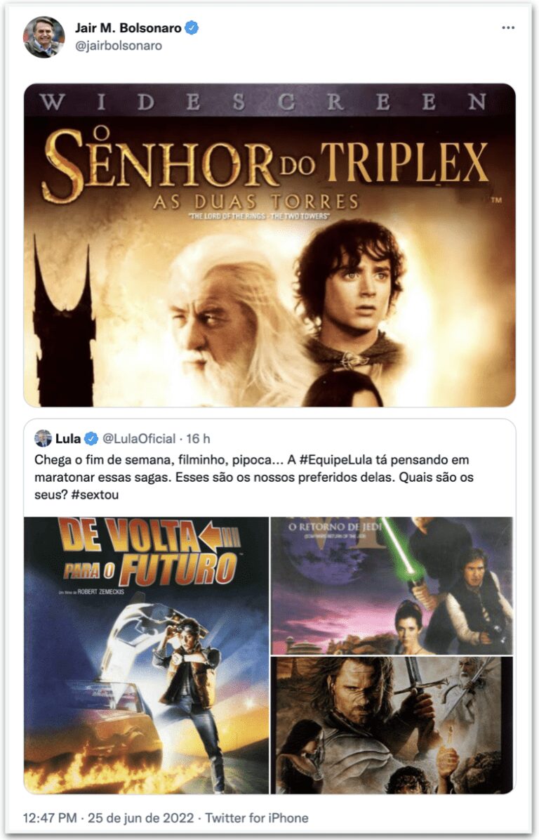 Bolsonaro ironiza post de Lula sobre filmes: “Senhor do Triplex”