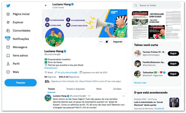 Luciano Hang segue ativo no Twitter depois de decisão de Moraes