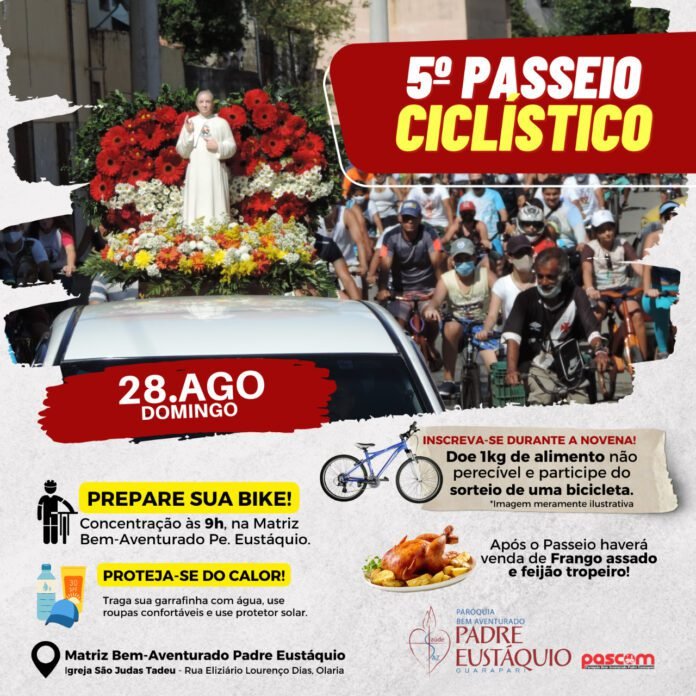 Paróquia Padre Eustáquio promove passeio ciclístico neste domingo em Guarapari