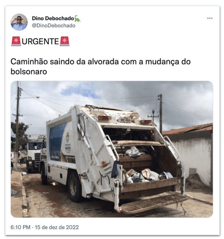 Caminhão no Palácio da Alvorada vira meme nas redes sociais