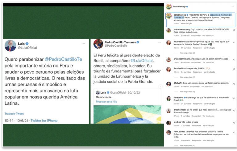 Eduardo Bolsonaro posta troca de cumprimentos de Lula e Castillo