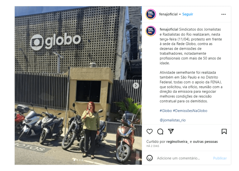Após demitir jornalistas, Globo é alvo de protesto no Rio