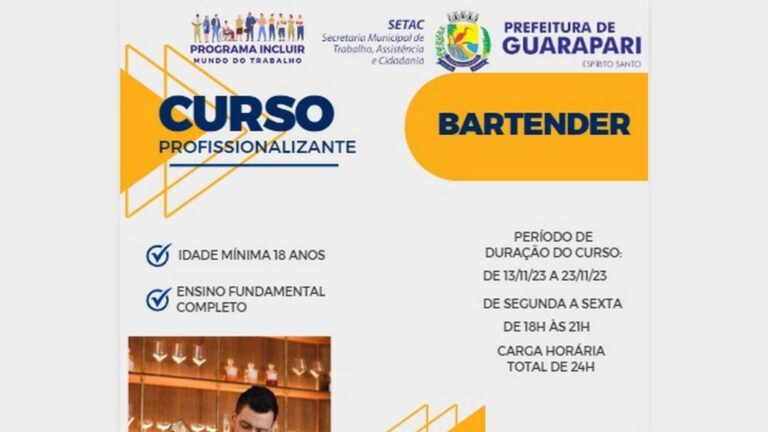 Prefeitura de Guarapari abre inscrições para cursos de capacitação profissional