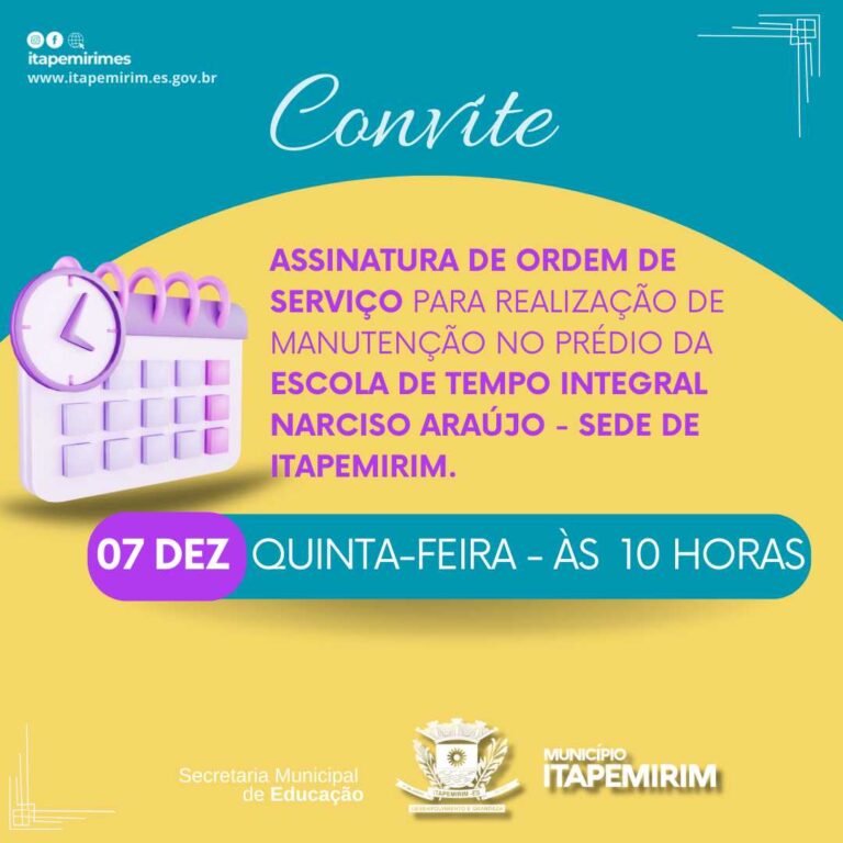 Manutenção da Escola Narciso Araújo: Ordem de Serviço- Itapemirim - ES