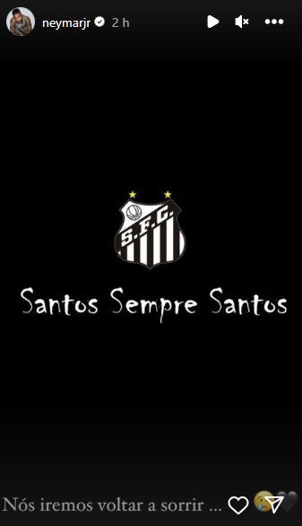 Neymar se manifesta após rebaixamento do Santos: "Iremos voltar a sorrir..."