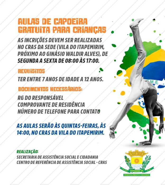 PROJETO PARANAUÊ ITAPEMIRIM LEVARÁ AULA DE CAPOEIRA PARA A CRIANÇADA DO MUNICÍPIO