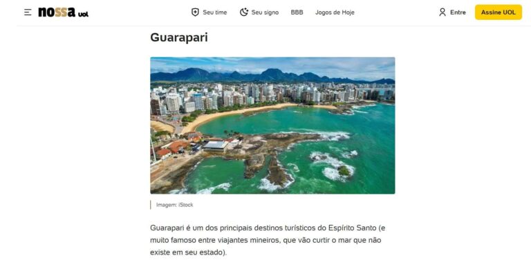 Turismo: Guarapari é destaque em coluna sobre destinos de viagem